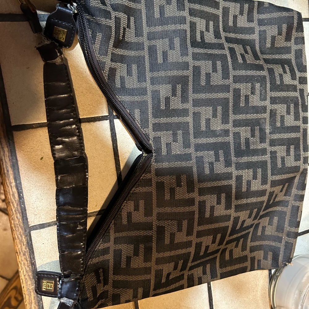 Fendi Black and Brown Monogram Messenger Bag